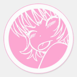 Muuhh - schattige anime - Kawaii >_< roze Ronde Sticker