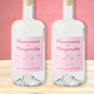 Muumuus & Margaritas Roze & Rode Bachelorette Likeurfles Etiket