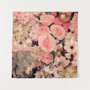 Muur bloemen retro textuur - Vintage Effect filter Wandkleed