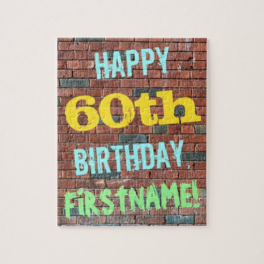 Muur Graffiti Geïnspireerde 60e Verjaardag + Naam Legpuzzel (Verticaal)