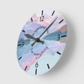Muur klok pastel bergen met bijbelvers (Hoek)
