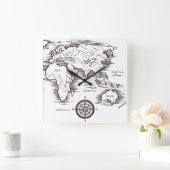 Muur klok - Wereldkaart Afrika Europa AU NZ Azië (Huis)