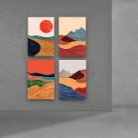 Muur kunst-Abstracte landschappen uit het midden v Muurkunst Sets<br><div class="desc">Set van 4 midden-eeuwse abstracte landschappen,  muurkunst. Sugester zwart border lijst.</div>