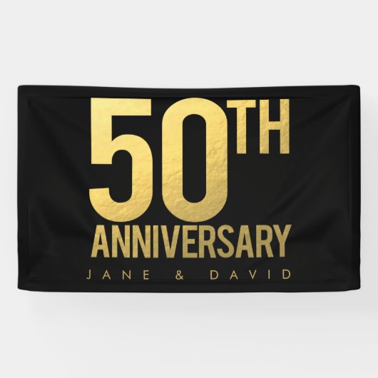 Muur van de 50e Gold Wedding Jubileum Party Spandoek (Horizontaal)