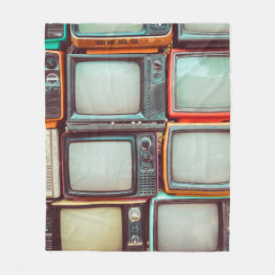 Muur van heile kleurige retro-televisie fleece deken