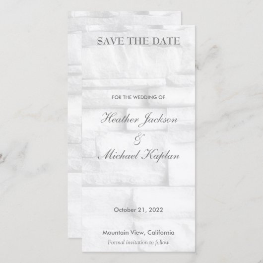 Muurbakstenen Bruiloft Professionele Minimalistisc Save The Date (Voorkant / Achterkant)