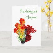 muurbloemen Verjaardag Kaart - Welsh Groet (Gele Bloem)