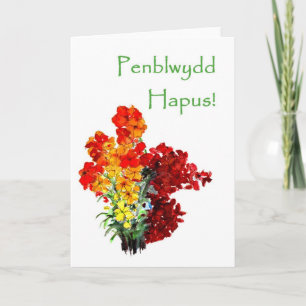 muurbloemen Verjaardag Kaart - Welsh Groet