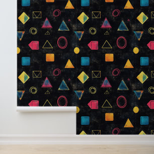 Muurdecoratie met educatief geometrisch thema behang