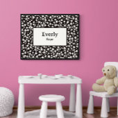 Muurdecoratie met eigen naam Zwart wit bloemenprin Poster