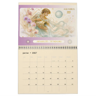 Muurgalender van de Art Nouveau Zodiac 2027 Kalender