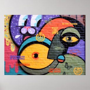 Muurgraffiti ogen poster van de boodschap Vrede en
