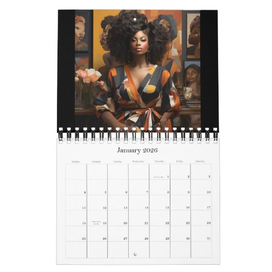 Muurkalender - EmpowHERed Excellence: Zwarte Vrouw Kalender (Jan 2026)