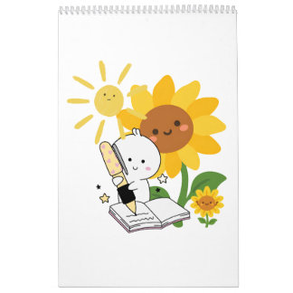 Muurkalender met leuke geïllustreerde karakter en kalender