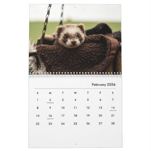 Muurkalender voor fretten kalender (Feb 2026)