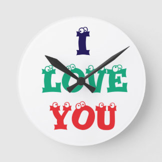Muurklok afgedrukt Ik hou van je ontwerp afgedrukt Ronde Klok