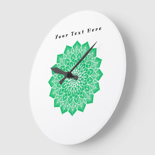 Muurklok Custom Jouw tekst hier Tekst Groen Afbeel Grote Klok (Hoek)