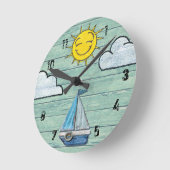 Muurklok driftwood Beach + nummers.Jade Medium Ronde Klok (Hoek)