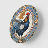 Muurklok haan mozaïek ronde klok (Hoek)