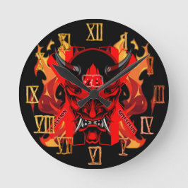 Muurklok Kwaadaardige Samurai  Ronde Klok