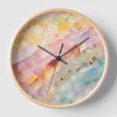 Muurklok met abstract patroon. Pastel kleuren (Voorkant)