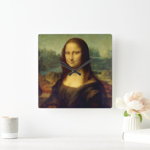 Muurklok met Da Vinci's Mona Lisa Vierkante Klok