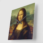 Muurklok met Da Vinci's Mona Lisa Vierkante Klok (Hoek)