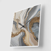 Muurklok met dromerig blauw marmeren ontwerp vierkante klok (Hoek)