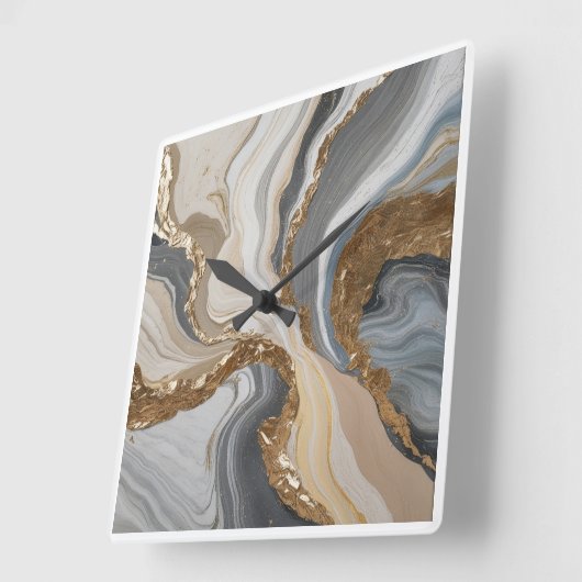 Muurklok met dromerig blauw marmeren ontwerp vierkante klok (Hoek)