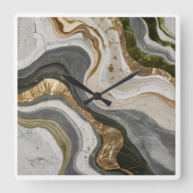 Muurklok met dromerig groen marmeren ontwerp