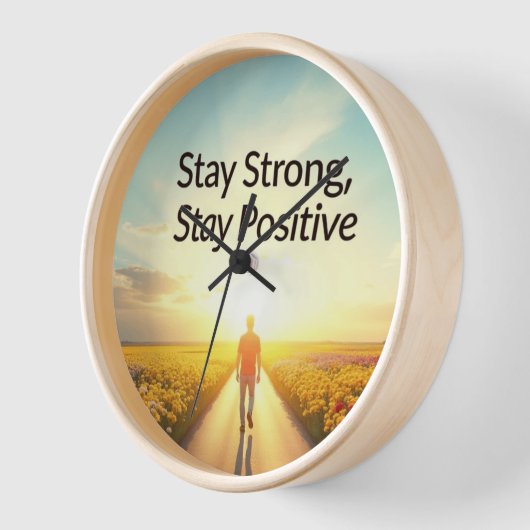 Muurklok met een positief ontwerp "Blijf sterk" (Hoek)