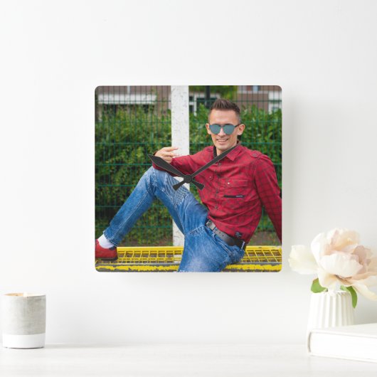 Muurklok met goede vibes vierkante klok (Huis)