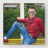 Muurklok met goede vibes vierkante klok (Voorkant)