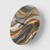 Muurklok met levendige oranje en grijstinten ronde klok (Hoek)