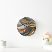 Muurklok met levendige oranje en grijstinten ronde klok (Huis)