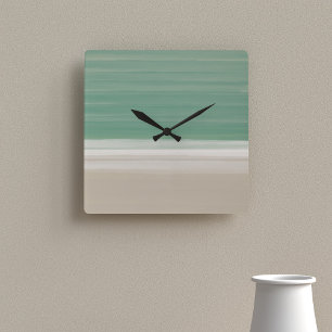 Muurklok met moderne turquoise Ocean Beach Theme Vierkante Klok