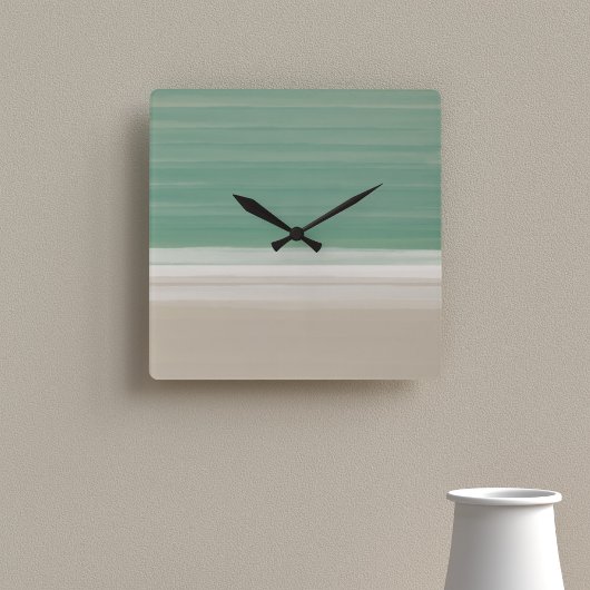 Muurklok met moderne turquoise Ocean Beach Theme Vierkante Klok