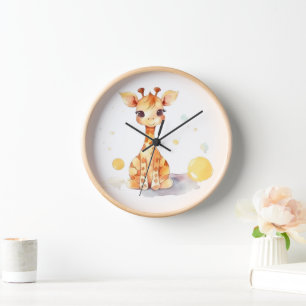 Muurklok met Mooie Baby Giraffe