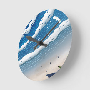 Muurklok met Oceaan Golven 🌊 Kust Blauw Esthetisc Ronde Klok