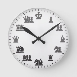 Muurklok met schaakthema ronde klok