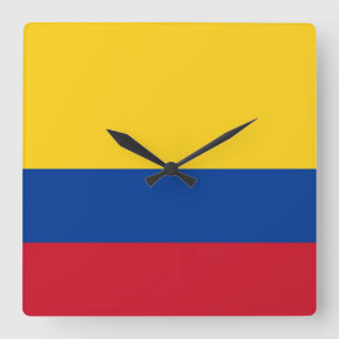 Muurklok met vlag Colombia Vierkante Klok