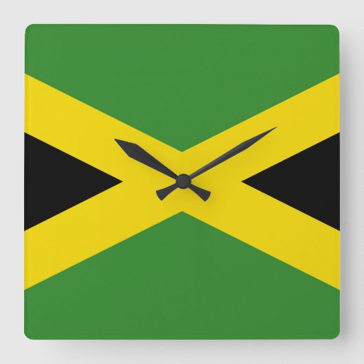 Muurklok met vlag Jamaica Vierkante Klok (Voorkant)
