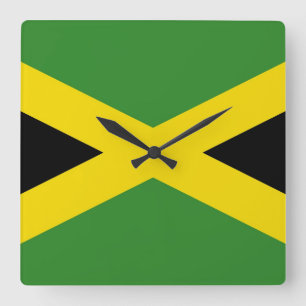 Muurklok met vlag Jamaica Vierkante Klok