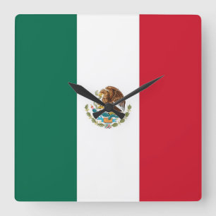 Muurklok met vlag Mexico Vierkante Klok