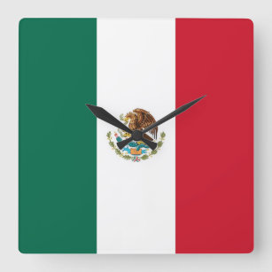 Muurklok met vlag Mexico Vierkante Klok