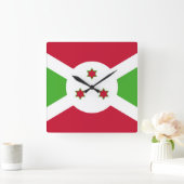 Muurklok met vlag van Burundi Vierkante Klok (Huis)