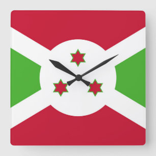 Muurklok met vlag van Burundi Vierkante Klok