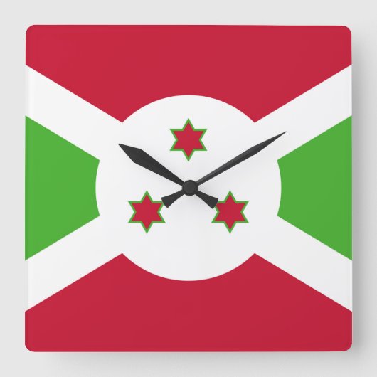 Muurklok met vlag van Burundi Vierkante Klok (Voorkant)