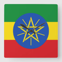 Muurklok met vlag van Ethiopië