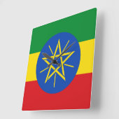 Muurklok met vlag van Ethiopië Vierkante Klok (Hoek)